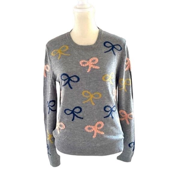 Anthropologie Field Flower wool sweater with embroidered bows  size Small petite - Picture 1 of 9